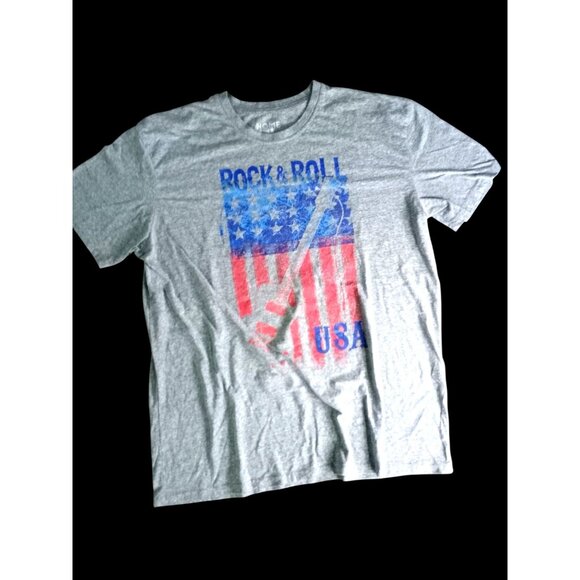 Rock & Roll USA Graphic T-Shirt XXL Gray Cotton Blend Short Sleeve - Picture 1 of 4